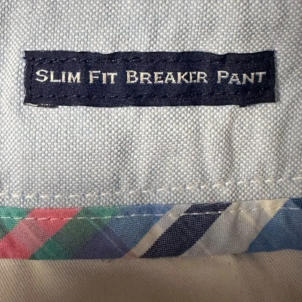 Vineyard Vines Slim Fit Breaker Pants Mens Actual Size 37x30 Blue Chino Preppy